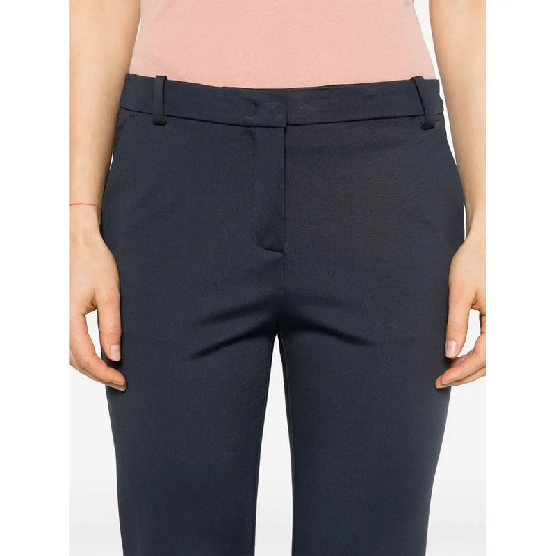 Pinko Pantalon slim en viscose bleue pour femme, coupe droite tailleur bleu marine foncé et ceinture structurée