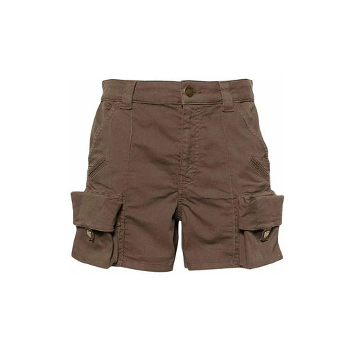 Pinko Short cargo en coton marron pour femme, avec plusieurs poches zippées et fermeture à boutons, modèle uni