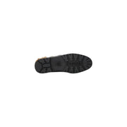Black rubber sole with deep tread and pinko logo embossed on the back side of pinko women leather slippers black slip