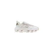 Pinko women leather sneakers white lace up casual with chunky cushioned sole and white and silver athletic design