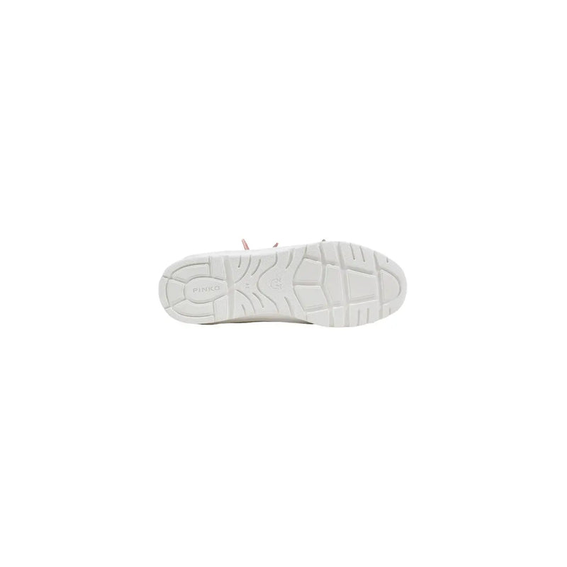 White rubber sole with a textured pattern and pinko logo on pinko women leather sneakers white lace up casual