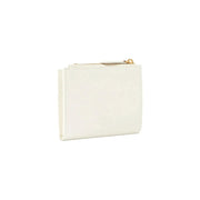 Pinko Portefeuille en cuir blanc pour femme, avec tirette de fermeture éclair dorée et surpiqûres discrètes, modèle multipoches.