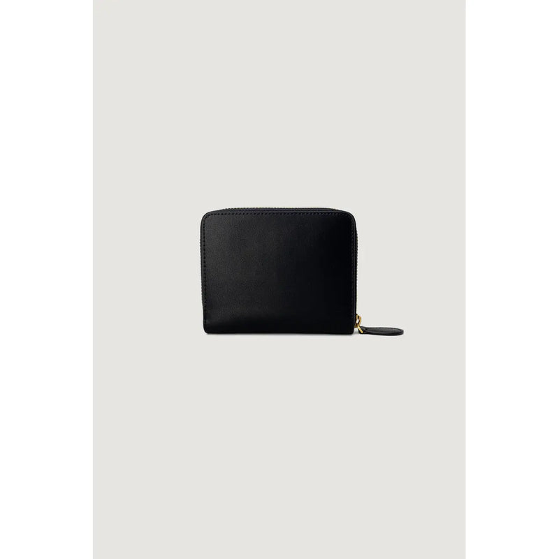 Pinko Portefeuille zippé en cuir noir pour femme, avec tirette dorée, mesurant 10 x 12 x 2,5 cm