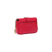 Pinko women red leather crossbody bag 20cm with vibrant red leather and gold-tone chain strap and hardware