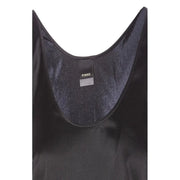 Pinko femmes tank top Robe en satin noir à bretelles en soie, col rond, taille S, au design minimaliste et élégant.