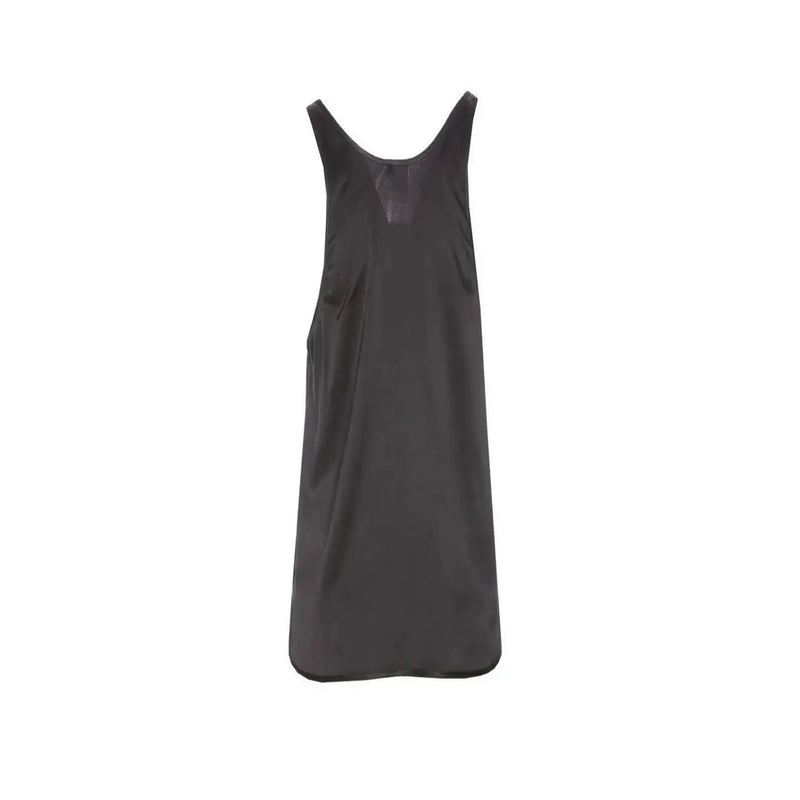 Pinko femmes tank top avec des bretelles en soie noire et un col rond visible de dos avec un empiècement transparent détaillé
