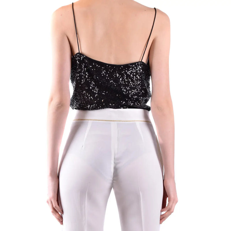Pinko robe femme noire à paillettes en polyamide top débardeur sans manches à fines bretelles, coupe ajustée et courte, taille B42380