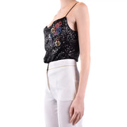 Pinko femmes top Débardeur noir à paillettes avec bretelles sans manches en polyamide à motif floral coloré, taille B42380