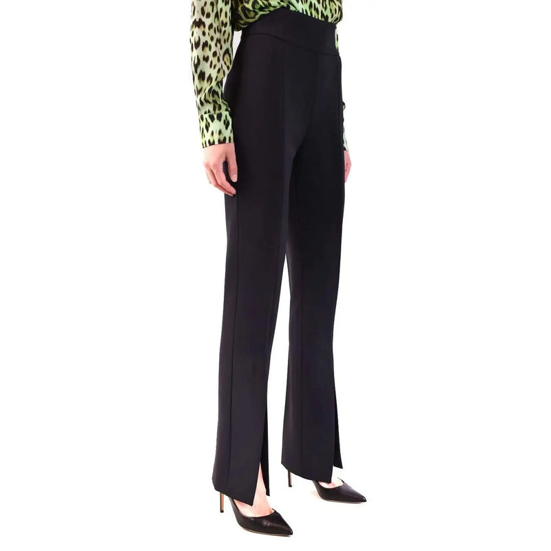 Polyester noir pinko Pantalon femme taille haute, coupe droite, fentes latérales, fermeture éclair visible