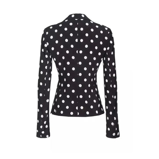 Pinko Blazer femme en viscose noire à pois blancs, coupe cintrée et manches longues