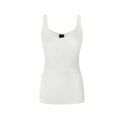 Pinko white ribbed cotton elastane tank top with square neckline