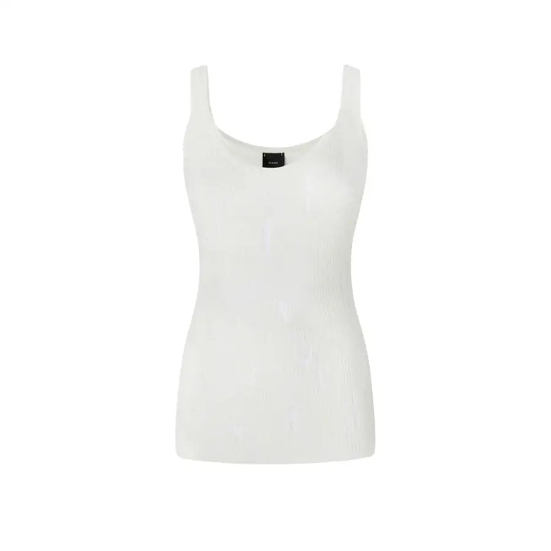 Pinko white ribbed cotton elastane tank top with square neckline