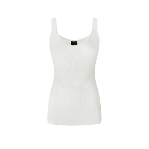 Pinko white ribbed cotton elastane tank top with square neckline