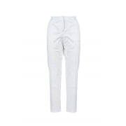 Pinko Pantalon tailleur blanc en coton pour femme, avec poches, coupe droite épurée et plis discrets à la taille.