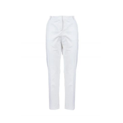 Pinko Pantalon tailleur blanc en coton pour femme, avec poches, coupe droite épurée et plis discrets à la taille.