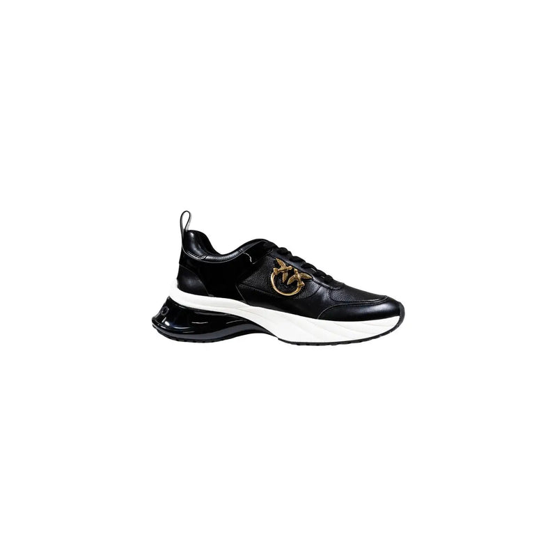 Black leather sneakers with white and black soles from Pinko Women Spring Summer collection
