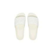 Pinko women white PVC slip-on sandals with a subtle embossed skull design on the strap for spring wear