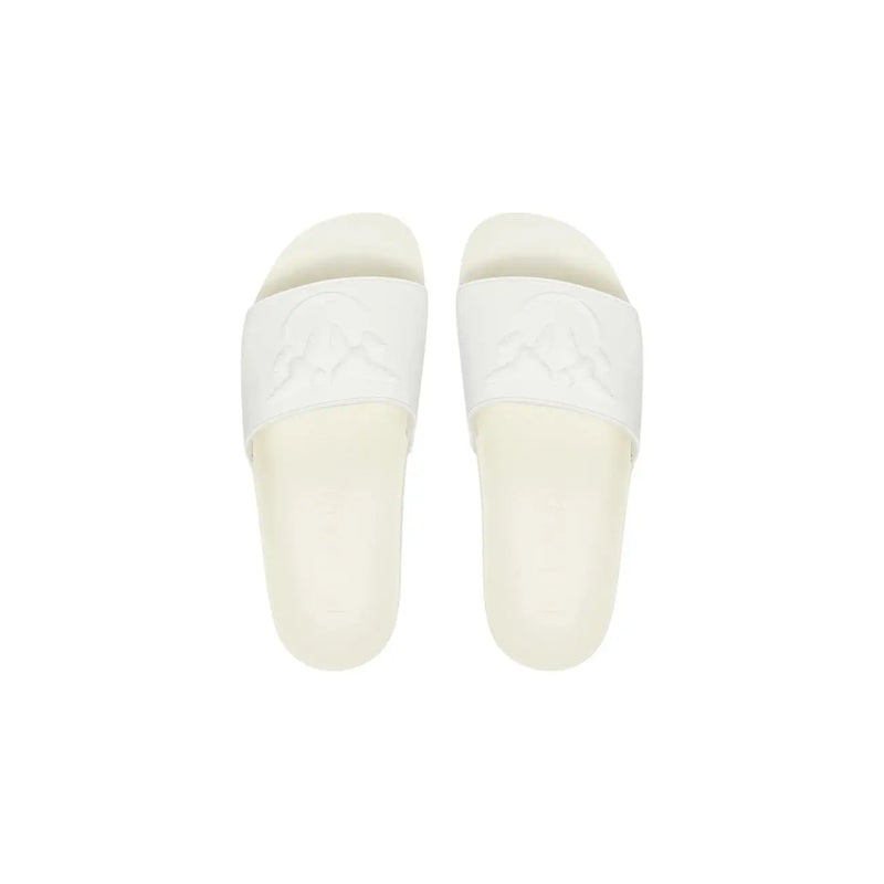 Pinko women white PVC slip-on sandals with a subtle embossed skull design on the strap for spring wear
