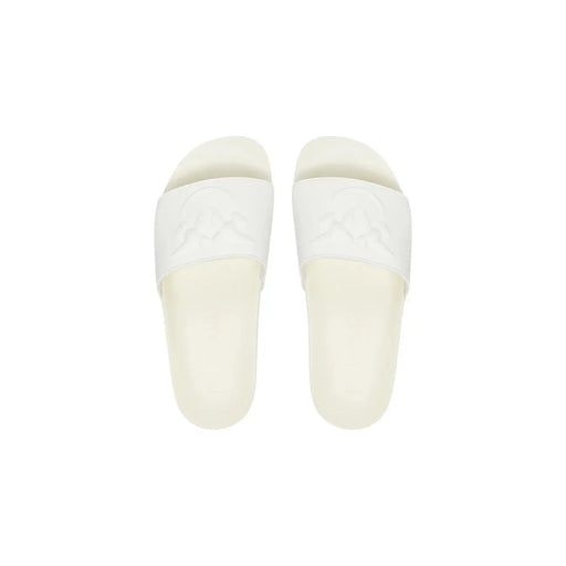 Pinko Sandales blanches en PVC pour femmes, à enfiler, avec un discret motif de crâne en relief sur la bride, idéales pour le printemps.