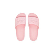 Pinko women white pvc slippers featuring pink slide sandals with a subtle embossed bird design on the strap