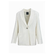 Pinko women white viscose blazer with cream-colored single button closure and structured lapels