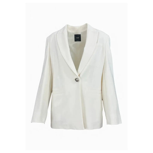 Pinko Blazer blanc en viscose pour femme, fermeture à un bouton couleur crème et revers structurés