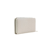 matelassé couleur crème Pinko Portefeuille zippé blanc pour femme en polyuréthane à motif chevron et fermeture éclair argentée