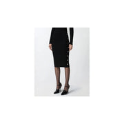 Pinko women wool skirt in black with silver button row down the side ideal for winter apparel