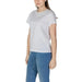 Plain white crew neck t-shirt featuring short sleeves and rhinestones by Liu Jo
