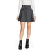 Pleated gray high waist mini skirt displayed for fashion product photography