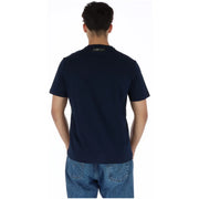 Navy blue Plein Sport men’s short-sleeved cotton t-shirt with small black logo at the neckline