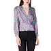 Printed long-sleeve wrap blouse by Rinascimento in green, featuring a V-neck design