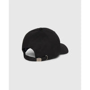 Casquette de baseball Psycho Bunny pour homme, en coton noir avec sangle ajustable et boucle argentée métallisée (vue arrière)
