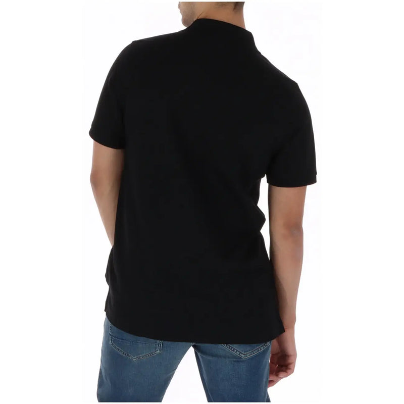 Psycho Bunny men polo short sleeve black cotton shirt with classic collar and ribbed cuffs