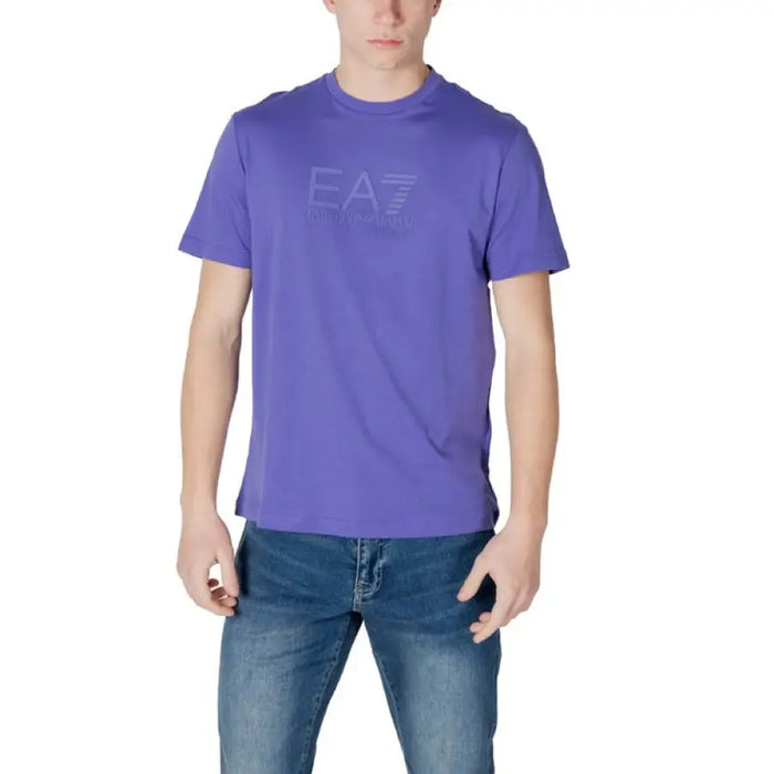 Purple EA7 T-shirt from the EA7 Men Blue Slip On Round Neck Cotton T Shirt collection