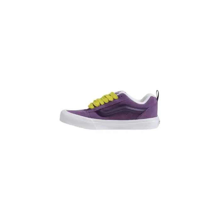 Purple and white Vans Men’s Fall Winter Sneakers with yellow laces, showcasing stylish design