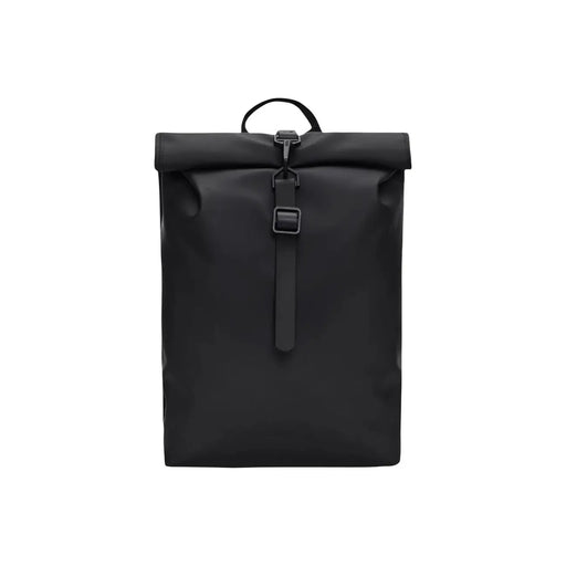 Sac à dos Rains pour homme, mini noir avec enrouleurtop Poches zippées design et finition mate L10xH40xP10 visible de face