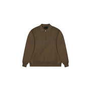 Polo Rains slim fit pour homme, vert olive, col zippé à mi-hauteur, en maille douce, vue de face