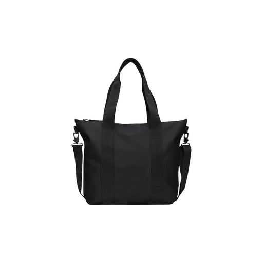 Sac cabas mini Rains en nylon noir pour femme avec bandoulière réglable et top poignées en finition polyester brillante