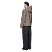 Taupe-colored rains women brown polyester hooded blazer jacket with sleek minimalist design and subtle texture