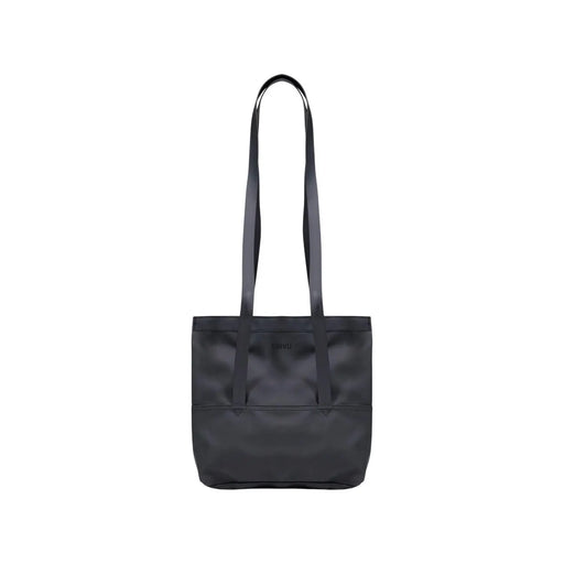Sac cabas en nylon noir avec longues anses et design minimaliste, vu de dos par rains, sac bandoulière femme en polyester