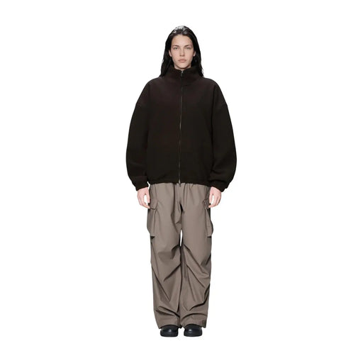 Veste polaire zippée noire pour femme de la marque Rains, col montant et coupe décontractée, en polyester marron