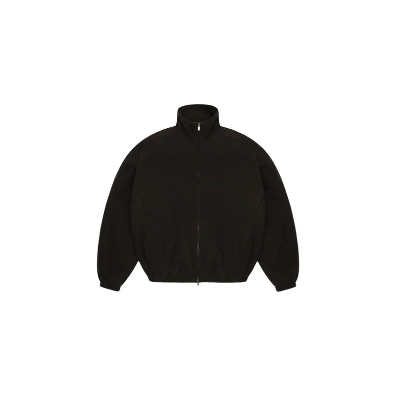 Black balenciaga jacket with high collar and full-length zipper designed for sleek urban wear