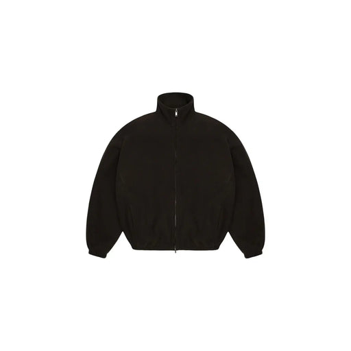 Veste Balenciaga noire à col montant et fermeture éclair intégrale, conçue pour un style urbain élégant.