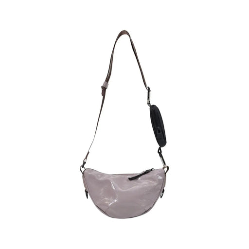 Sac bandoulière mini Rains pour femme, en polyester violet, avec un design élégant gris mat et une bandoulière ajustable.