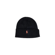Black ralph lauren beanie with red logo.