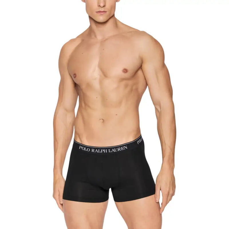 Man modeling Ralph Lauren Men Black Cotton Elastane Underwear Fall Winter boxer briefs