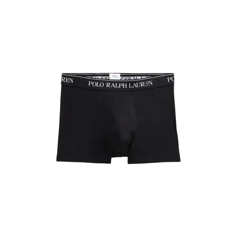 Black boxer briefs with white Polo Ralph Lauren waistband, made of cotton elastane