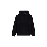 Sweat-shirt Ralph Lauren pour homme, noir, en coton mélangé, avec petit logo rouge de joueur de polo et étiquette bleue de la marque au col.