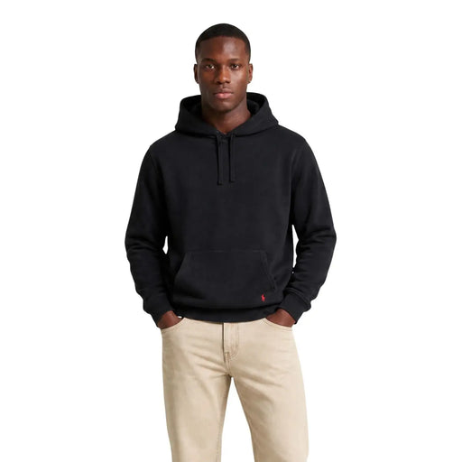 Sweat-shirt Ralph Lauren pour homme, noir, en mélange de coton, avec petit logo Polo rouge sur la poitrine gauche, idéal pour un style décontracté.